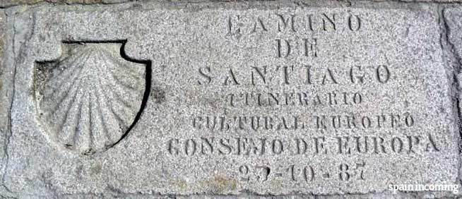 The history of the Camino de Santiago - memorial stone of de Camino as European cultural itinerary 