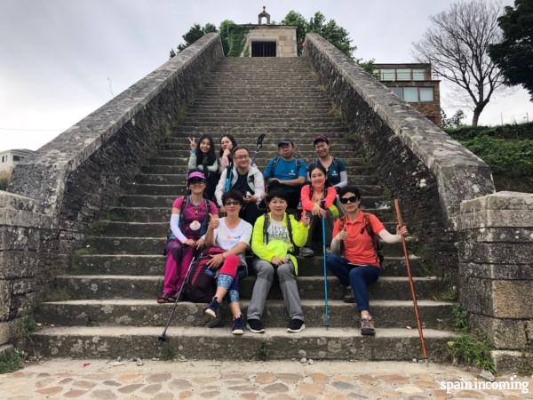 Asian group of Pilgrims doing their Way of Saint James in September